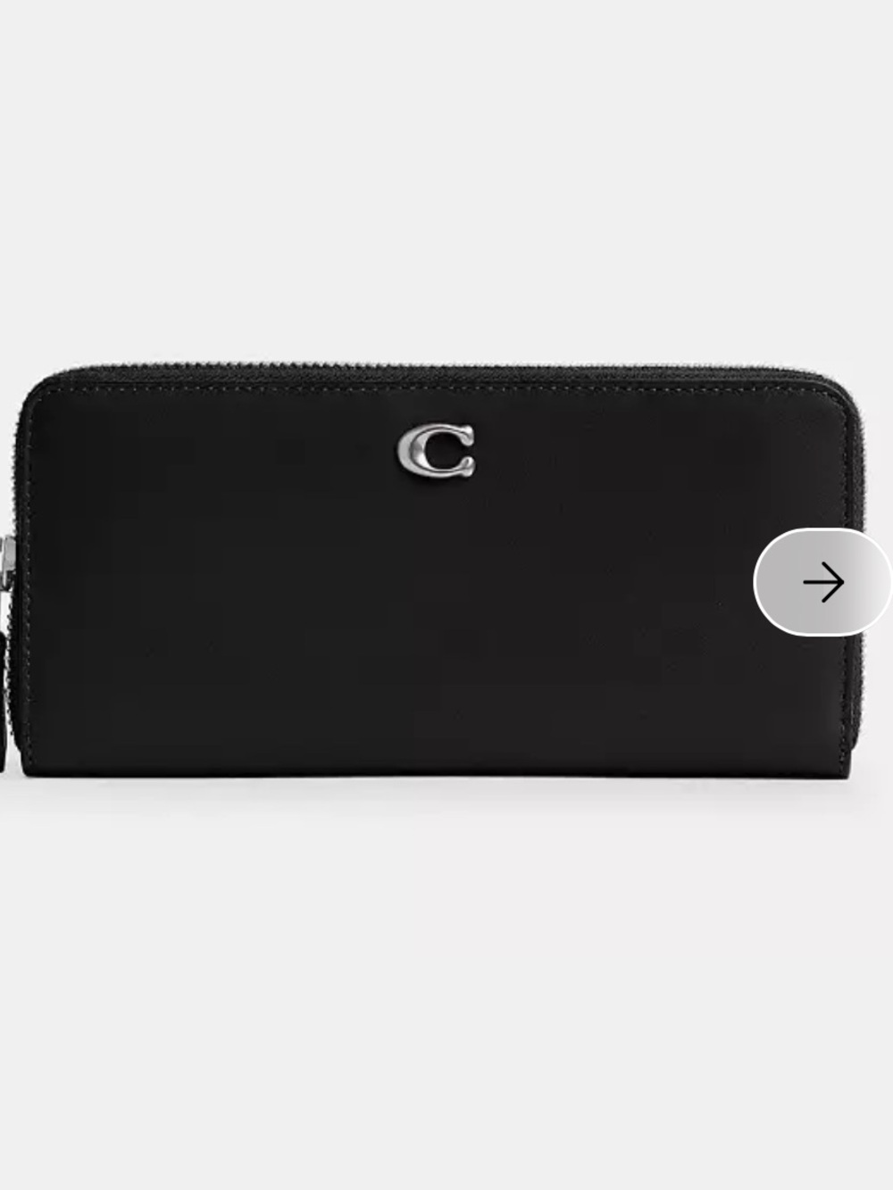 Coach Black Slim Zip Accordion Wallet with Silver Hardware